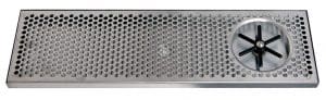 617R-45 Stainless Steel Rinser Tray and Perforated Grid Includes 1/2" Barb Water Inlet and 2" x 1/2"NPT Drain - 45"L x 7"W x 7/8"D 