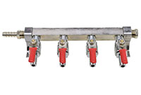 Four Way Plated Brass Air Manifold with No Safety