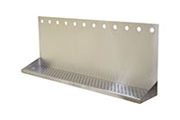 6 Inch (in) Width and 36 Inch (in) Length Wall Mount Tray with 12 Faucet Holes