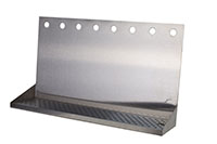 8 Inch (in) Width and 24 Inch (in) Length Wall Mount Tray with 8 Faucet Holes