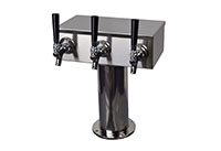 3 Faucet Wine T-Tower with 304 Stainless Steel Faucets, Shanks, and 4 Inch (in) Diameter Base