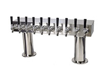 700 Series 10 Faucet Air Cooled Stainless Steel Pass-Thru Double Pedestal Draft Tower with 4 Inch (in) Round Bases (0759NR-10-4)