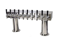 700 Series 10 Faucet Air Cooled Stainless Steel Pass-Thru Double Pedestal Draft Tower with 304 Stainless Steel Faucets, Shanks, and 4 Inch (in) Round Bases