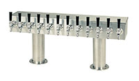 700 Series 12 Faucet Air Cooled Stainless Steel Pass-Thru Double Pedestal Draft Tower with 304 Stainless Steel Faucets, Shanks, and 4 Inch (in) Round Bases