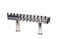 700 Series 12 Faucet Air Cooled Stainless Steel Pass-Thru Double Pedestal Draft Tower with 304 Stainless Steel Faucets, Shanks, and 3 Inch (in) Round Bases