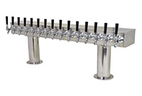 700 Series 15 Faucet Air Cooled Air Cooled Pass-Thru Double Pedestal Draft Tower with 304 Stainless Steel Faucets, Shanks, and 4 Inch (in) Round Bases (0759NR-15-4SS)