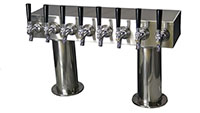 700 Series 8 Faucet Glycol Ready Pass-Thru Double Pedestal Draft Tower with 304 Stainless Steel Faucets, Shanks, and 4 Inch (in) Round Bases (0759NRG-8-4SS)