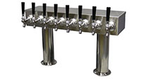 700 Series 8 Faucet Glycol Ready Pass-Thru Double Pedestal Draft Tower with 304 Stainless Steel Faucets, Shanks, and 3 Inch (in) Round Bases