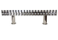 700 Series 20 Faucet Air Cooled Pass-Thru Double Pedestal Draft Tower with 304 Stainless Steel Faucets, Shanks, and 4 Inch (in) Round Bases (0759NR-20-4SS)