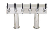 700 Series 6 Faucet Air Cooled Stainless Steel Pass-Thru Double Pedestal Draft Tower with 3 Inch (in) Round Bases National Sanitation Foundation (NSF)