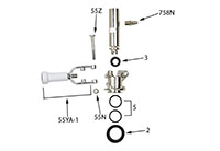 8 Inch (in) Length Short Gold Handle Sankey Picnic Pump - 2