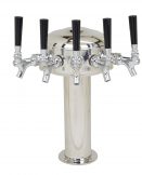 626C-5SSWfront Five Faucet Mini Mushroom Tower with 304 SS Faucets, Shanks and 5' of 1/4" Barrier Poly Line