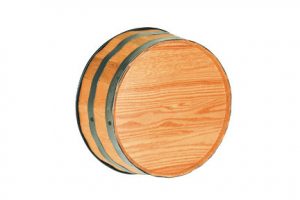 996 Solid Oak Barrel Head Stained - Not Drilled - 18" Diameter and 7" Deep