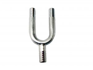 KU-SM3 Stainless Steel Barbed 3-Way fits 3/8" Hose - 1 1/8" on Center Spacing