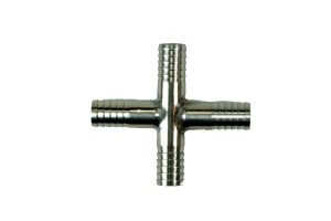 S37-4 Stainless Steel Cross - 1/4" Barbs 