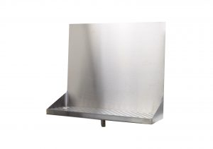 518-160T Stainless Steel Wall Mount Tray with 1/2" NPT Welded Drain - 16"L x 8"W x 18"H - No Holes