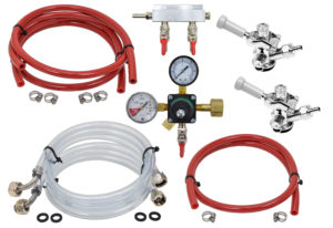 DD811SK-2 Two Product Coil Box Tapping Kit with SS Probe Sankeys, Cornelius Regulator, Two Way Distributor and all Tubing, Clamps and Washers Needed